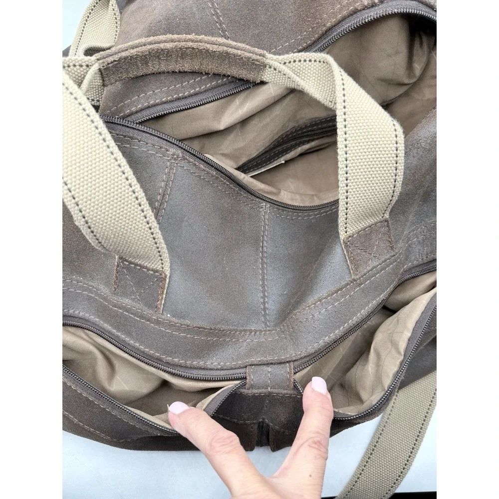 National Geographic Explorer Brown Suede‎ Khaki Canvas Trim Duffel Bag NEW
